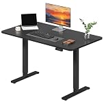 SANODESK 120 * 60 Electric Standing Desk ONE PIECE Height Adjustable Desk With Memory Smart Panel Sit Stand Desk for Home Office (Black Frame+ Black Desktop
