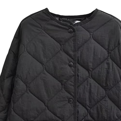 Women's Diamond Lightweight Quilted Jackets Flap Pockets Button Down Padded Jacket Warm Outerwear Bomber Jacket2
