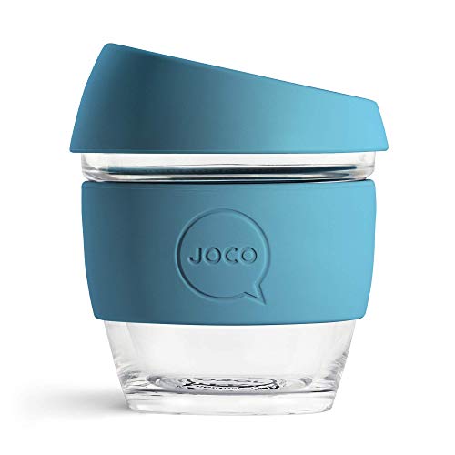 JOCO 8oz Glass Reusable Coffee Cup (Blue)