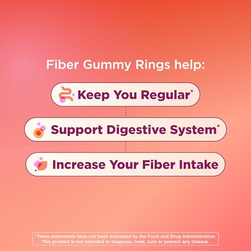 Image of OLLY Fiber Gummy Rings, Digestive Health Supplement, Berry Melon - 50 Count