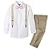 Spring Notion Boys' 4-Piece Suspender Outfit Tan & White Set w/Champagne Suspenders & Blush Pink Bow Tie 3T