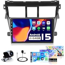 4+64G Car Radio for Toyota Yaris Vios 2007-2013, 9 inch 1280 * 720 Touch Screen for Yaris Head Unit Radio with Wireless Carplay, DSP, FM/RDS, 32EQ, Bluetooth5.0, GPS, 5GHz WiFi, Backup Camera
