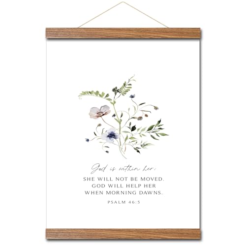 Framed Jesus Canvas Wall Art,Boho Floral Christian Wall Art with Wooden Poster Hanger,Religion Bible Pictures Posters Prints for Church Prayer Room Living Room Home Decor (Bible46:5)