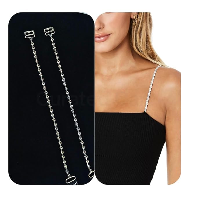 Crystal Diamond Pearl Bra Straps for Women | Adjustable, Stylish & Detachable Decorative Straps for Dresses, Blouses | Premium Decorative Fashion Straps