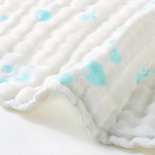 Image of BILLAMB Muslin Baby Bath Towel 2 Pieces 41.3X41.3 Inch Baby Cotton Gauze Towel Quilt Newborn Bath Towel 6 Layers Gauze Cotton Soft Ventilate Children Bath Towel Large Baby Towels (Blue Whale)