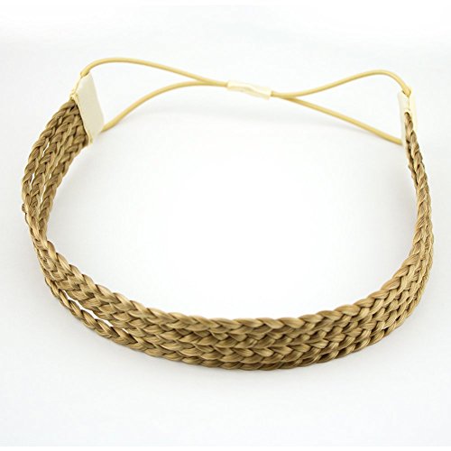 MERRYLIGHT Elastic Stretch Scrunchie Srunchy 4 Thin Braids Headband Plaited Synthetic Braid Hair Band Hair Piece (Ash Blonde-M24/88)
