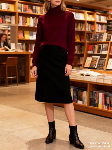 Image of DAIMIDY Turtleneck Sweaters for Women Long Sleeve Pullover Tops | Knitted Material| Soft, Warm and Breathable| High Resilience and Tensile Strength Design| Business Casual Tops| Dailywear
