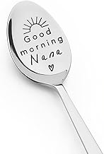 Nana Spoon Gifts from Grandkids Grandchildren, Good Morning Nana Spoons for Grandma Grandmother Mothers Day Birthday Gift for Nana Nanny Tea Coffee Engraved Spoon Coffee Lover Gift