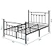 VECELO Queen Size Metal Platform Bed Frame with Headboard and Footboard, Heavy Duty Slat Support / No Box Spring Needed Mattress Foundation/ Underbed Storage Space, Victorian Style