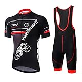 Traje Deportivo al Aire Libre Ropa de Bicicleta Ropa de Ciclismo para Hombres Camiseta Deportiva de Manga Corta + Pantalones Cortos con Correa Primavera y Verano (Color Y1115,M código)