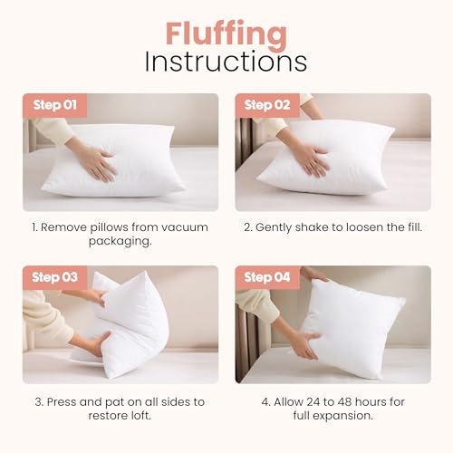 Image of Utopia Bedding Throw Pillows Insert (Pack of 2, White) - 22 x 22 Inches Bed and Couch Pillows - Indoor Decorative Pillows