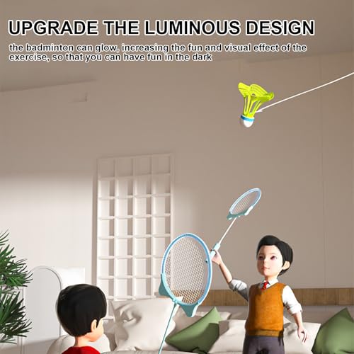 Badminton Trainer Kit - Selbstpraxisrebounder | Elastic Swing Trainer | Einzelspieler -Rebound -Übungswerkzeug, Lumineszenzball -Trainingset, Ausrüstung für Kinderübungen