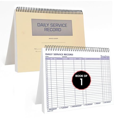 Daily Car Service Record Book – 8.5" x 11" Spiral Bound Auto Service Log – Blue Ink Durable 90# Paper – Automotive Service & Repair Tracking – Dealership Workshop Record - 100 Pages/Book (Book of 1)