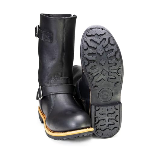 Milwaukee Leather MBM9066 Men's Antique Black Classic Engineer Motorcycle Riding Boots - 122