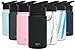 Simple Modern 14 oz Summit Water Bottle - Stainless Steel Metal Flask +2 Lids - Wide Mouth Double Wall Vacuum Insulated Black Leakproof Thermos - Midnight Black