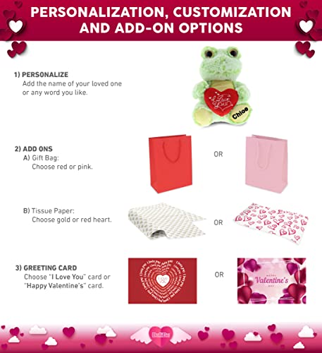 Dollibu Sitting Frog Valentine's Day I Love You Heart Plush - Personalized Super Soft Plush Heart Romantic Stuffed Animals For Anniversary Long Distance Relationship - 6.5 Inches #TOP1