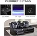 Power Recliner Sofa Set, Leather Reclining Couch Set with LED Light/Cup Holders, Power Leather Recliner Furniture Set for Living Room/Bedroom/Home Theater (Black, 3 Piece Reclining Sofa Set)