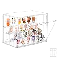 Attelite Acrylic Display Case,Upgrade 4 Tiers Clear Display Case with 3 Adjustable divider, Stackable Large Storage Box with Magnetic Door for Collectibles Action Figures