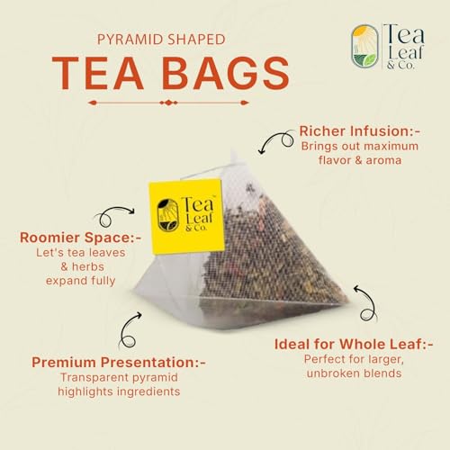 Image of Tealeaf & Co. Lemon Ginger Green Tea with Ginger, Lemon Flavor, Orange Peel, Mint & Black Pepper - Organic Green Tea Bags with Fresh Herbs and Spices - Vegan - 100 Teabags (7.055oz /200gm)