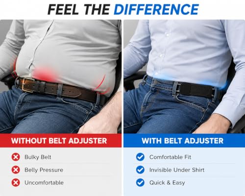 Image of Buckleless Belt for Men & Women, Elastic Stretch Waist Belt with Metal Hook, Invisible No Buckle for Jeans, Trousers & Uniforms, Adjustable Everyday Comfort, 1 Pair