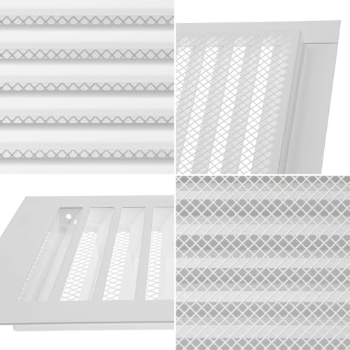 Image of Repa Market 8 x 8 Inch (Duct Opening Size) White Galvanized Steel Gable Vent - Shed Vents with Screen - Square Wall Vent - Outside Vent Covers for House - Ceiling Air Vent Covers - Return Air Vent