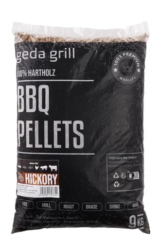 GEDA Grill 100% Hartholz Pellets Grillpellets BBQ Pellets für Pelletsmoker Pizzaofen Räucherofen (Hickory)