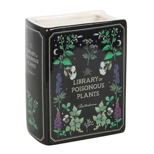 Vase en forme de livre de plantes toxiques – Vase gothique en céramique – Design botanique – Présentoir décoratif pour fleurs – Cadeau pour les amateurs de plantes