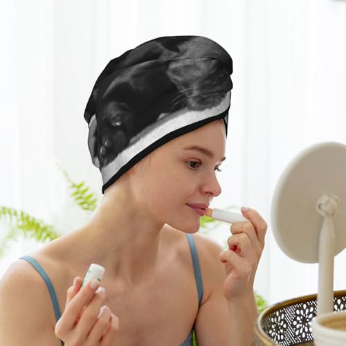 YoupO Französische Bulldogge Trockenes Haar Kappe Haar Trocknen Hut mit Knöpfen Super Saugfähig Schnell Trocknendes Haar Handtuch Wrap Weiche Haar Hut für Frauen Trockenes Haar Turban für nasses