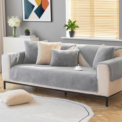 Votoko Sofabezug 1 2 3 4 Sitzer, Waschbare Couch Überzug, Sofaschoner rutschfest, Sofabezug l Form, Rechteckig Sofadecken für Sitzfläche, Universelle Sofa Überzug(Grau, 70x150cm)
