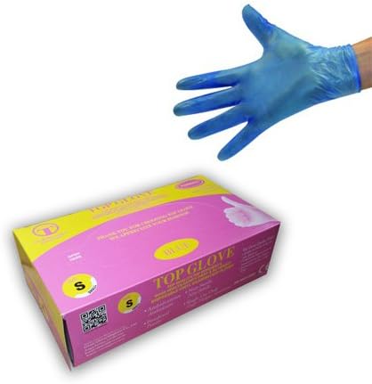 Top Glove USEW58/M Vinyl Powdered Gloves, Medium, Blue (Pack of 100)