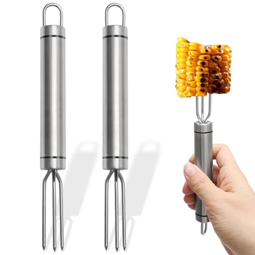 2 Stück Pellkartoffelset Pellkartoffelgabel Set Edelstahl-Gabeln für Pellkartoffeln Premium-Set mit Sicherheitskappen für Gemüse Grillgut