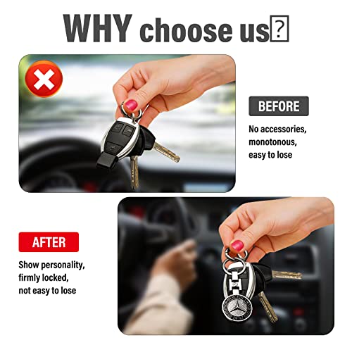 Car Keychain For Mercedes Benz, Car Logo Key Ring, 3D Metal Emblem Pendant Classic Double Side Decoration Lanyard Keychains Metal Alloy Key Chain Accessories For Gifts 2Pcs #TOP2