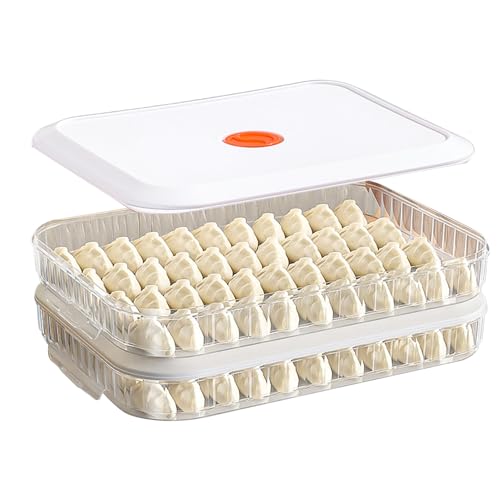 Genérico Caja Para Dumplings | Caja Congeladora con 2 Capas y Tapa para Alimentos - Mantiene la Frescura, Organizador de Cocina para Wontons, Donuts, Fideos y Galletas