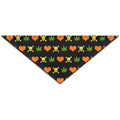 Cannabis Skull Heart Love Fashion Cute Pet Accessories Dog Cat Puppies Adjustable Bandana Scarf Slide On Collar Triangle Neckerchief Cover