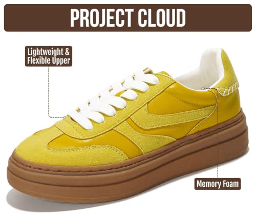 Image of Project Cloud Platform Sneakers for Women Footwear - Memory Foam Insole Womens Shoes, Lightweight and Non-Slip Sole Lace Up Fashion Sneakers for Women 2026 (Volley)