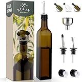 Zulay Olivenöl flasche für die Küche – Glas-Olivenöl-Spender-Flasche mit 2 Ausgießern, 2 abnehmbaren Korken, 2 Kappen und 1 Trichter – Ölflasche für Küche & Aufbewahrung von Flüssigkeiten
