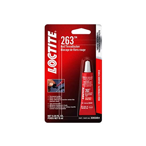 Loctite 2203451 Threadlocker 263 Surface Insensitive-High Strength Tube, Red, 6-ml