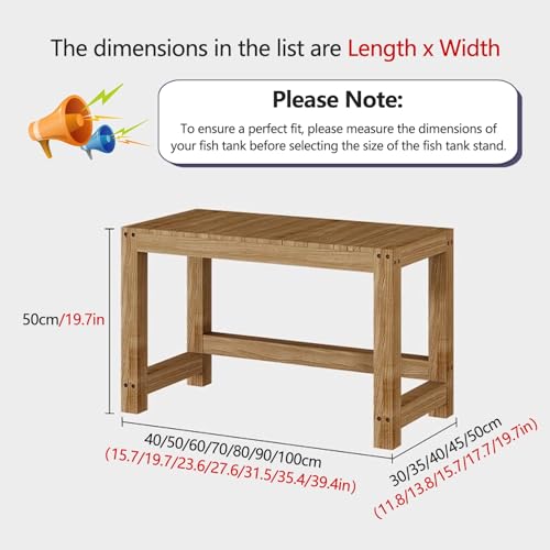 Soporte de madera maciza para pecera elegante de 70x50 cm resistente 4