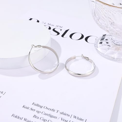 Image of Gold Hoop Earrings for Women with 925 Sterling Silver Post | Hypoallergenic Lightweight Thick Hoops Earrings for Women Trendy Jewelry Gift