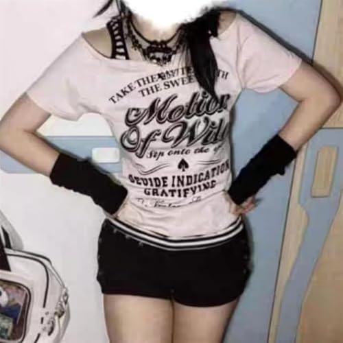 Image of Kawaii Cutecore Harajuku Vintage Y2k 2000s Tops Summer Goth Emo Alt Short Sleeve Graphic Tee