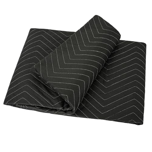 AKOZLIN 72×40 Inch Padded Moving Blankets 1 Pack Heavy Duty Quality Quilted Wrapping Furniture Moving Pads for Shipping Supplies Secure Protecting,Black