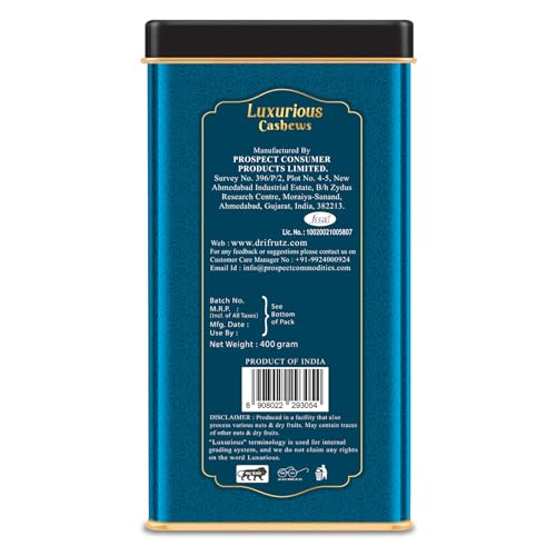 Image of DRIFRUTZ Luxurious Cashew W210 | 2000g (400g x 5) | Whole Cashew Kernels | Meant for Curated Gifting, Specialty Cuisine, Dry Fruit Assortments, and Formal Presentation