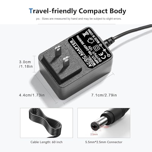 Image of 12V 3A 2A AC Adapter Charger with 8 Tips, ac /dc Adapter 100-240v, 50 /60hz 12 Volts 3000mA DC in 12V Power Supply Cord for Sceptre Monitor Series, Seagate WD, LED Strip Light, CCTV Camera,Router Cable