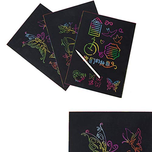 Conjunto de arte em papel de raspar da Exceart Arte de Arranhão Arco-Íris Preto Scratch It Off Papel