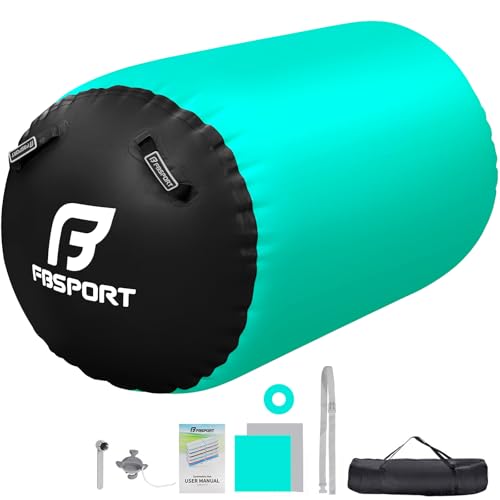 FBSPORT Aufblasbare Air Roll 100x60cm Aufblasbare Luft Rollen Yoga Gymnastik Zylinder Gymnastikmatte Gym Air Barrel Air Tumbling Track Sportmatte für zuhause mit Tragetasche Outdoor Fitness
