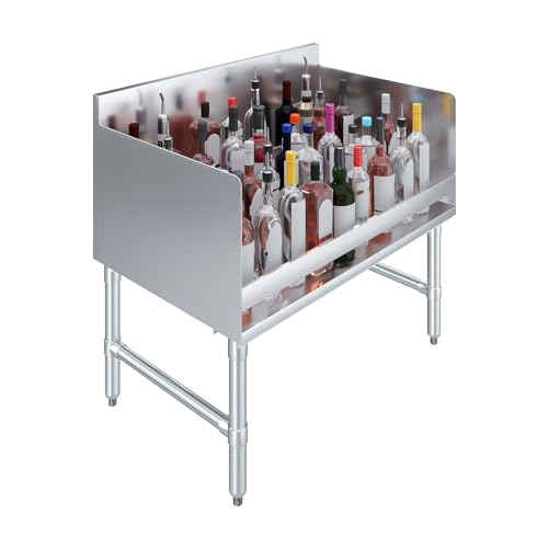 Image of AmGood 22.5 in. x 36 in. x 33 in. Stainless Steel Four-Tier Liquor Display Rack