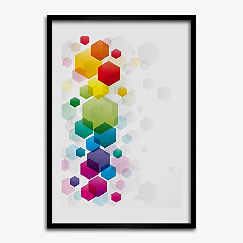 Cadre photo 50x70 cm Tulup en bois MDF avec affiche de peinture moderne cubes colorés