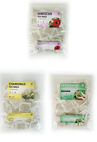 Hibiscus, Peppermint, Chamomile Tea Bundle 3 Bags Of Herbal Tea 600 Tea Bags #TOP7