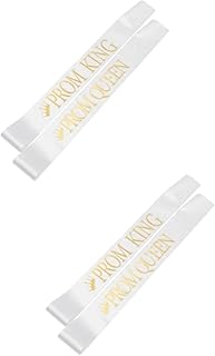 PACKOVE Prom King Sash 4 pcs Props Sashes Grad Photography Satin Graduation School White Men Supplies with Kit Class Gifts Prom Queen Sash