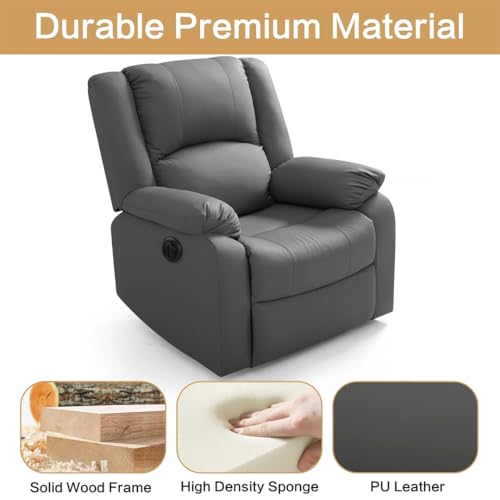 Image of Seventh Heaven Phoenix 1 Seater Motorised Recliner | Single Sofa Chair for Living Room Comfort | Ergonomic Design (Leatherette - Grey)
